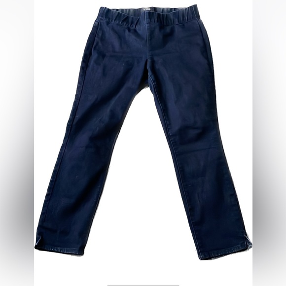 NYDJ Petite Pull up Skinny Dark Blue Denim Ankle Pull On Pant with slits. - Picture 4 of 9